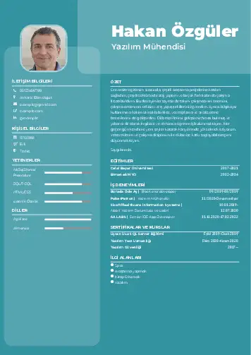 Yazılım Mühendisi Cv Örnekleri cv indir